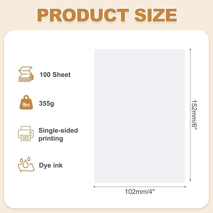MECCANIXITY 100 Sheets Glossy Photo Paper, 4x6 Inches Picture Paper 240gsm Glossy Card Stock for Inkjet Printing Printer,Making Pictures Greeting Card Printing