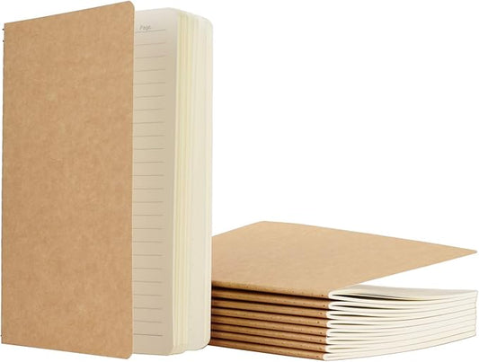 TWONE 9 Packs Kraft Brown Soft Cover Notebook Journals - 5.5" x 8.25" - Ruled 60 Pages/30 Sheets - for Use as Journal, Sketchbook, Composition Notebook