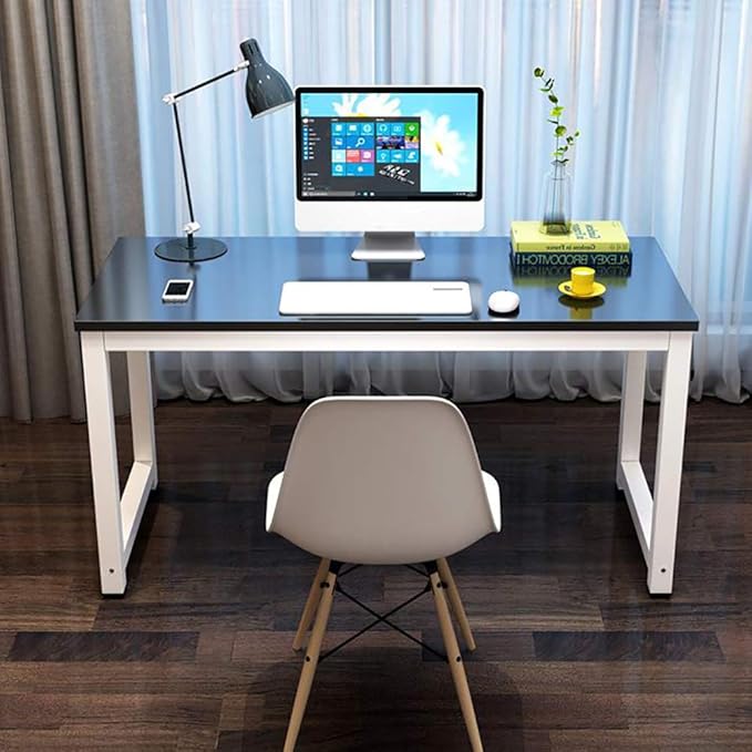 Computer Desk, 43-inch Wooden Work Desk PC Laptop Desk Game Writing Table Study Room Workstation Home Office Furniture (Black)