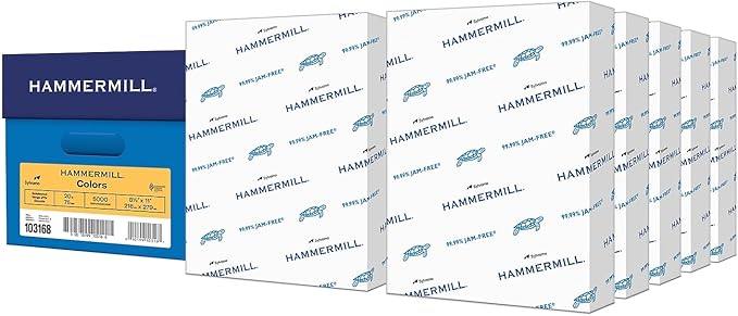 Hammermill 103168CT Recycled Colored Paper, 20lb, 8-1/2 x 11, Goldenrod, 5000 Sheets/Carton