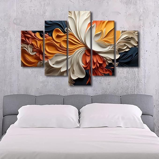 Abstract Canvas Wall Art Decor for Living Room Wall Art Modern Colored Strips Painting Artwork Prints on Canvas 5 Panel Canvas Poster for Bedroom Office Wall Decoration Ready to Hang 60x40 in