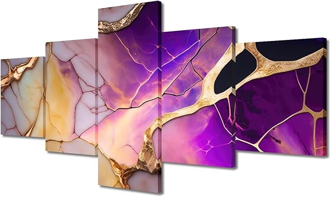 Canvas Wall Art Decor for Home Modern Abstract Canvas Wall Art 5 Panel House Wall Decor Abstract Mysterious Universe Poster Prints for Living Room Decoration Stretched Ready to Hang 50x24 in