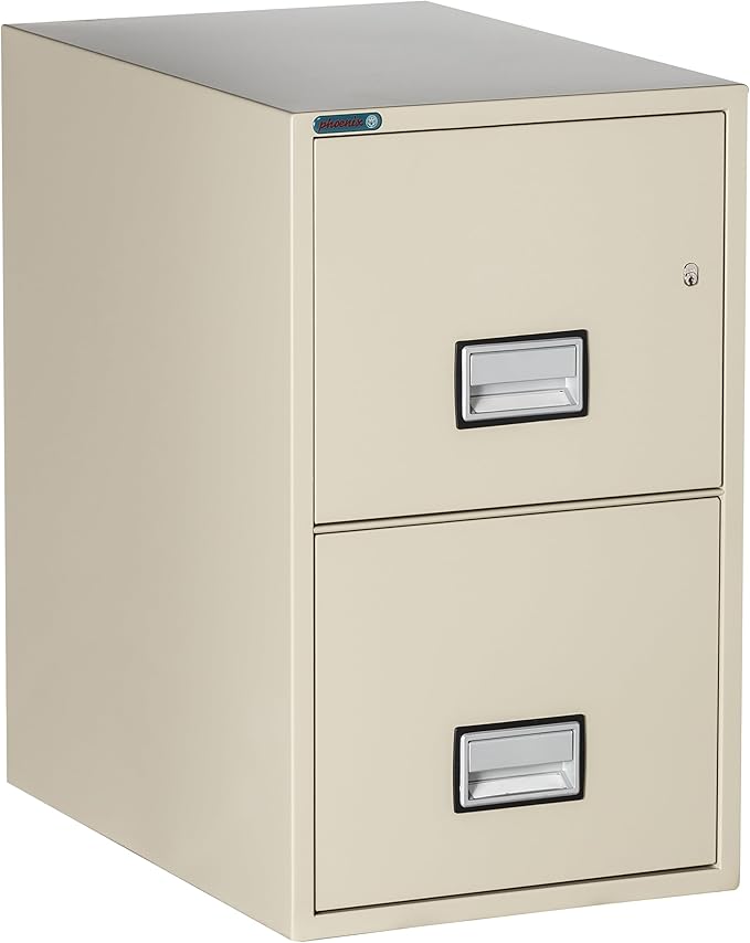 25 inch 2-Drawer Vertical Fireproof File Cabinet – Letter Size Filing – Key Lock – Water Resistant Seal – Fire and Impact Rated – Putty Finish – Model LTR2W25P