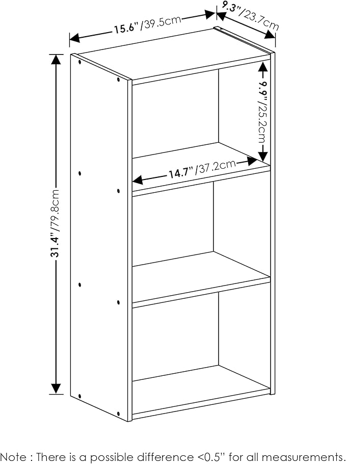 Furinno Luder 3-Tier Open Shelf Bookcase, Pink/White