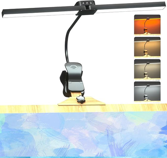 Rechargeable Clip-on Easel Light for Painting, 64 LEDs 4 Color Modes 3 Brightness, Eye-Care Desk Lamp Cordless Easel Lamp for Artists Drawing Art Studio, Memory Function & Touch Control