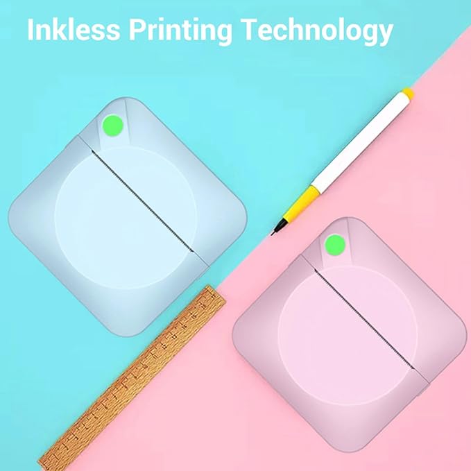 Haofy Portable Thermal Printer Bluetooth Inkless Mini Photo Printer Pocket Label Maker with APP OCR for Stickers Notes Planners for School Office Travel Home (Pink)