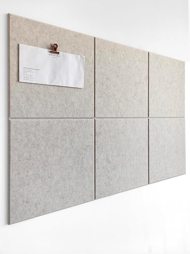 Cork Board 24 x36 Alternative - 6 Pack Felt Wall Tiles with Safe Removable Adhesive Tabs, Cork Boards for Walls Cork Board for Home Office Pin Board Tack Board - Ivory