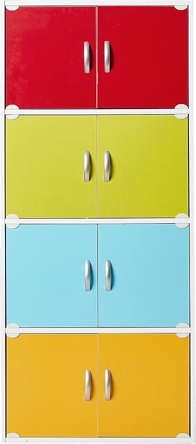 Hodedah Bookcase, 4 Shelf, Rainbow