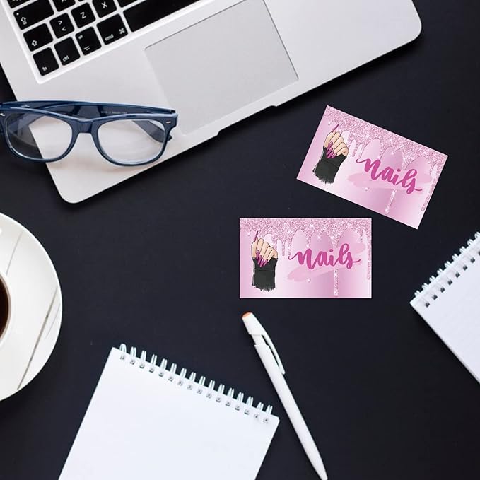 Business Cards Customize with Nail Artist Templates, Custom Business Cards Personalized with Your Logo, 3.5"X 2" 300gsm Matte Paper for Small Business
