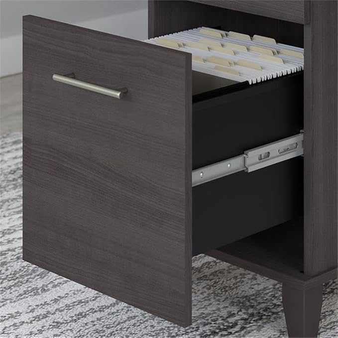 Bush Home Somerset 72W 3 Position Sit to Stand L Shaped Desk with Hutch in Storm Gray | Adjustable Height Table for Home Office