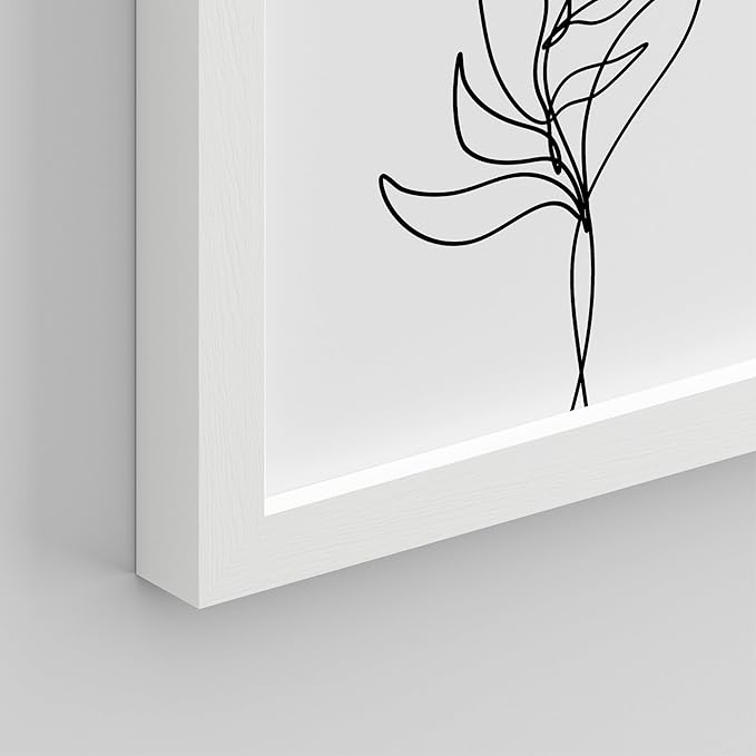 SIGNWIN Framed Poster Bathroom Decor 11"x14"x 8 White, Wall Art Room Decor Multicolor for Living Room, Bedroom, Office Green Snake Plant Paint Stroke Flowers Nature Abstract Shapes