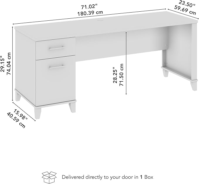 Bush Furniture 72-inch Home Office Desk with Drawers, Large Computer Table for Personal Workspace, Somerset Collection, Hansen Cherry