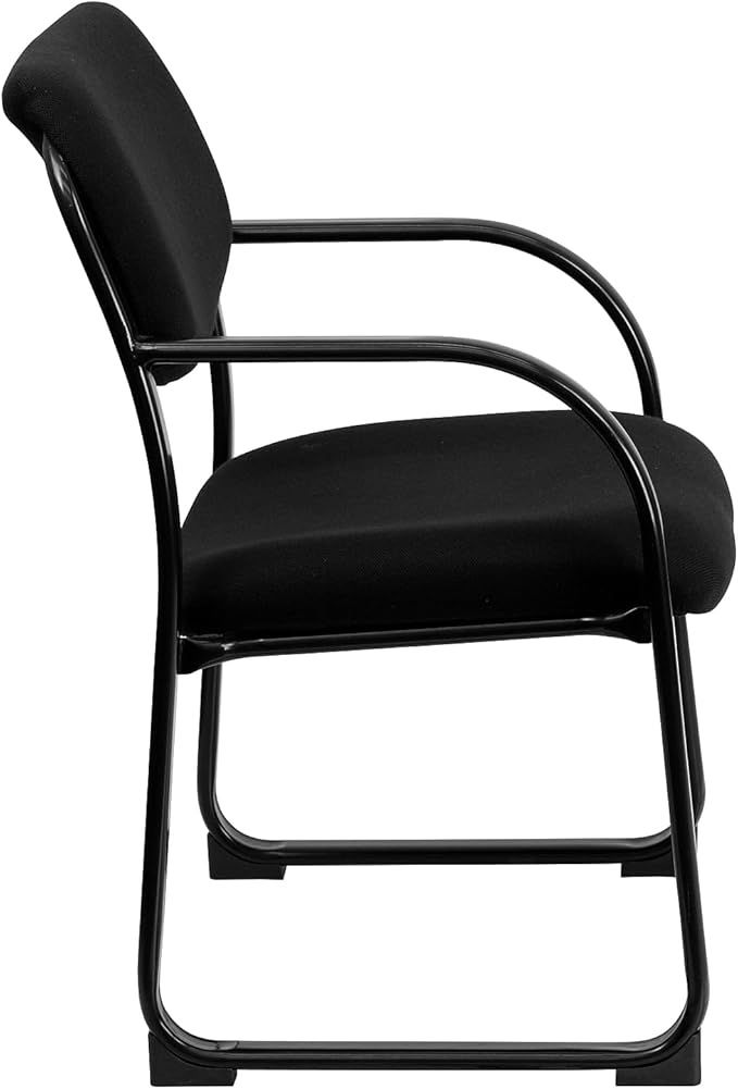 Flash Furniture Richie Black Fabric Executive Side Reception Chair with Sled Base