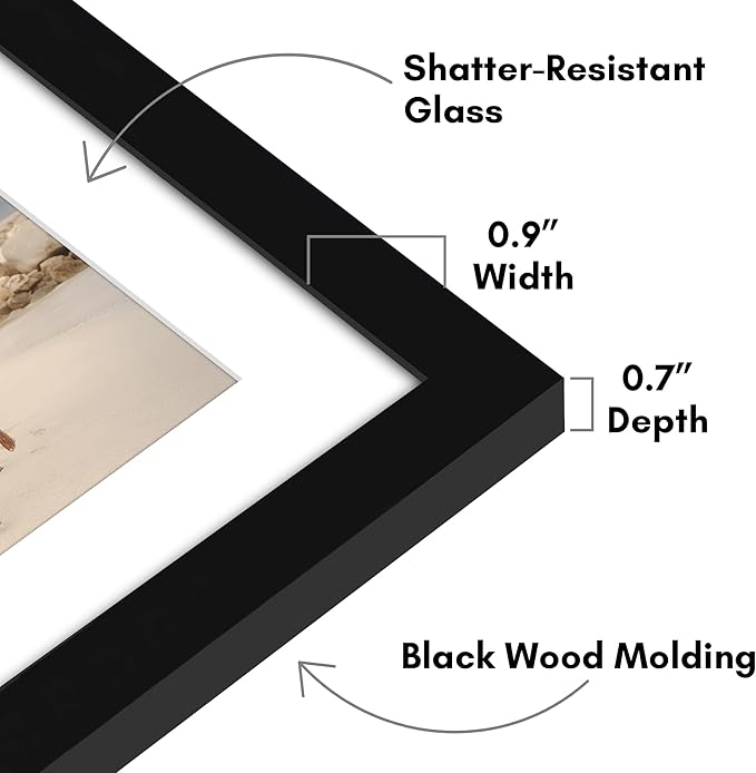 Americanflat 4x6 Collage Picture Frame with Shatter-Resistant Glass - Fits Three 4x6 Photos or Use as One 6x20 Frame - Signature Collection - Collage Frames for Tabletop and Wall Display - Black