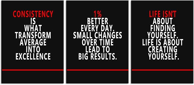 WYJZDZQ8 Inspirational 3 Pieces Poster Motivational Wall Art Canvas Prints Artwork for Office Living Room Modern Home Decor Painting Pictures Stretched and Framed Ready to Hang [36''Wx 16''H]