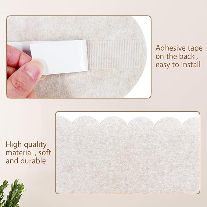 2Pcs Scalloped Felt Bulletin Board 24 x 18 Inches Cork Board Alternative for Wall Self Adhesive Foldable Felt Board with 44 Pushpins Message Photo Board for Home Office School