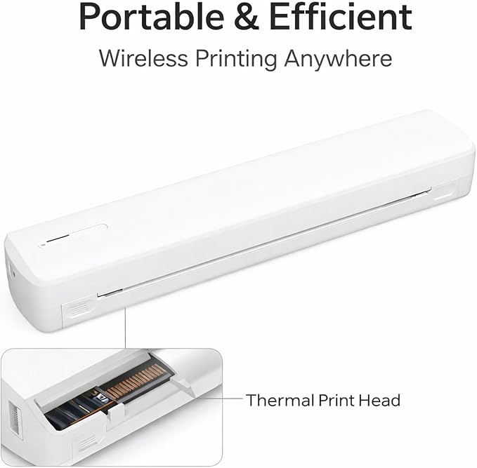 Thermal Printer Portable Inkless, 203dpi Resolution, Supports A4 A5 Paper - Fast Printing, USB C Compatible, Quiet Operation for Home and Office
