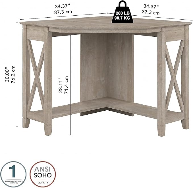 Bush Home Key West Small Corner Desk in Washed Gray