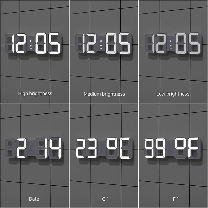 mooas 3D Pure mini Dual LED Clock, Multi-Function LED Clock (Calendar, Alarm, Temperature) (8.5" Dual Table Alarm Clock)