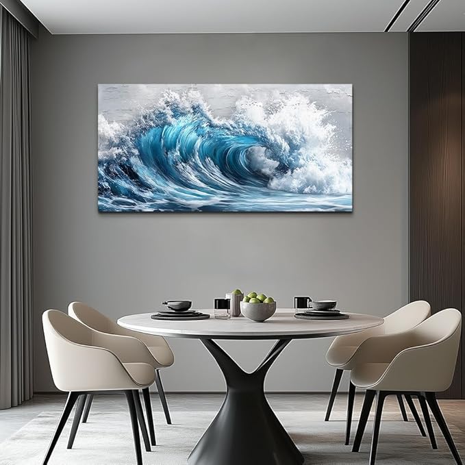 ZUITINGHUA Canvas Wall Art For Living Room Wall Decor For Bedroom Office Wall Decoration Ocean Waves Landscape Painting Black And White Pictures Artwork Room Aesthetic Home Decor 20x40 In