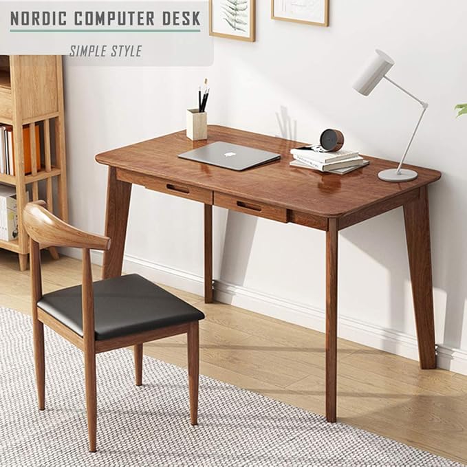 IOTXY Solid Wood Writing Desk - Home Office Workbench Desk with Drawer, Laptop Computer Work Study Table