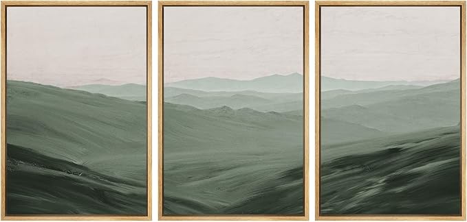 SIGNWIN Framed Canvas Print Wall Art Set Rolling Green Mountain Hill Environment Nature Wilderness Photography Modern Art Chic Landscape for Living Room, Bedroom, Office - 24"x36"x3 Natural