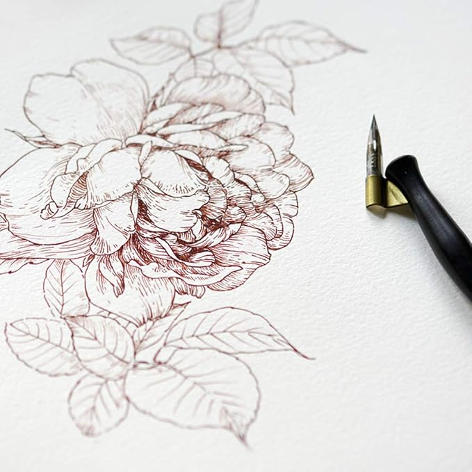 Square 5.1X5.1 300gsm Watercolor Journal Hardbound 40pgs（20 Sheets Front Back 2 Textures） Travel Size for Calligrapher Colored Pencil Watercolor Sketch Handmade Cloth Cover Notebook Little Peony