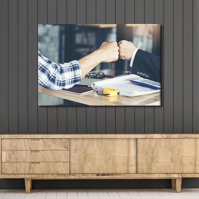 Large Wall Art Successful Teamwork Hands Gesture Concept Pictures Modern Motivational Inspirational Success Teamwork Posters Canvas Art Wall Decor for Office Framed 1 Panel (24" Wx36 H)