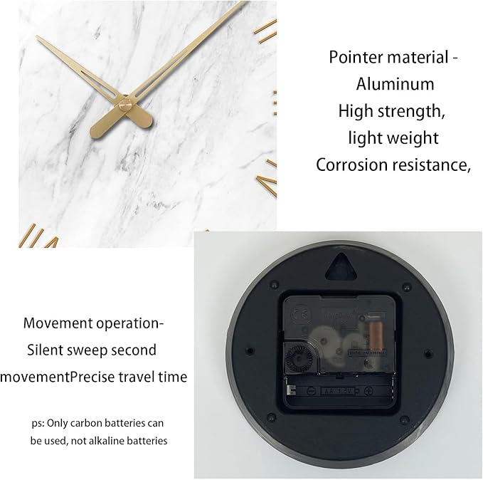 24 Inch White Minimalist Glass Wall Clocks Battery Operated Extra Large Wall Clock for Living Room Bedroom Round Analog Silent Wall Clock