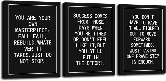 Motivational Painting Wall Art 3 Pieces Canvas Print Office Wall Decor Just Do Not Stop Poster Inspiring Framed Inspirational Quotes Wall Art Modern Home Decoration Ready to Hang[36''Wx 16''H]