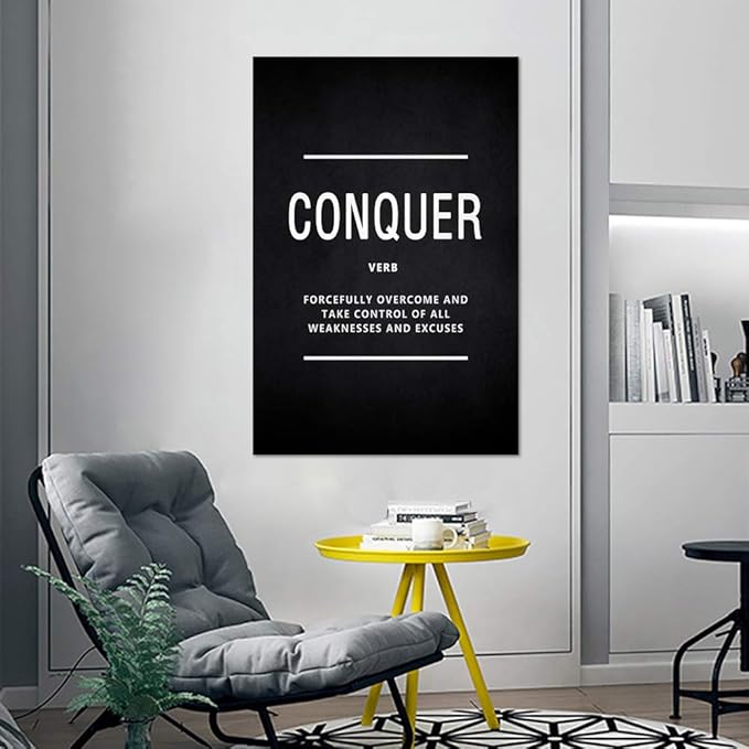 Yatsen Bridge Motivational Wall Art for Office Inspirational Canvas Painting Conquer Verb Posters Inspiring Quotes Positive Motto Sign Prints Artwork Home Living Room Decorations Framed (24”Wx36”H)