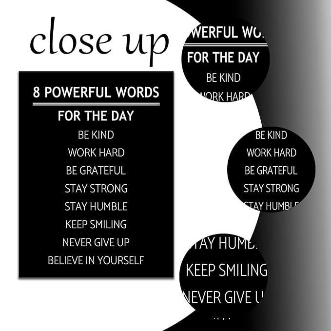DINGFUN 8 Powerful Words Motivational Wall Decor Inspirational Office Entrepreneur Quotes Discipline Poster Wall Art Print Positive Picture Artwork for Gym Workspace Ready to Hang [18''W x 24''H]