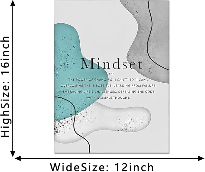 Novatique Mindset Motivational Wall Art Inspirational Canvas Wall Art Motivational Classroom Poster Motivational Positive Quotes Canvas Painting for Living Room Bedroom,12 x 16inch