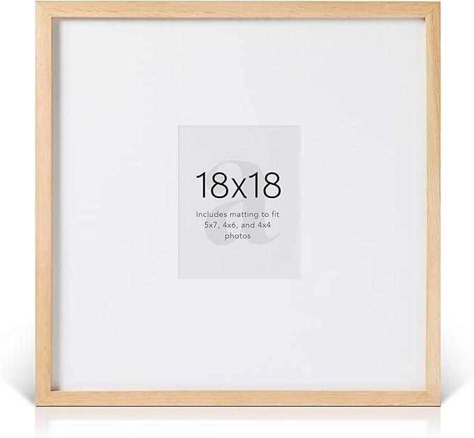 artisane home goods - Gallery Frame 1.0, Picture Frame, 18x18 White Oak, Gallery Wall Frame Set, Large Picture Frame, Oversized Mat (4x4, 4x6, and 5x7)