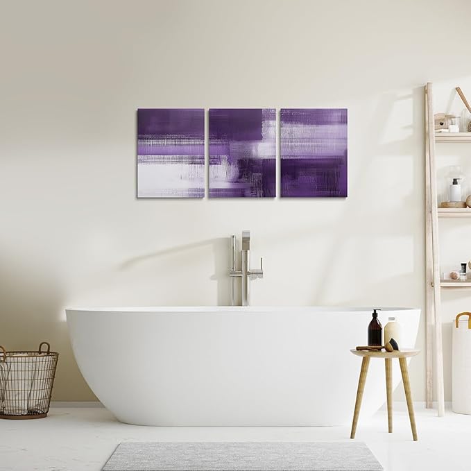 jejeloiu Purple Abstract Art 3 Piece Canvas Wall Art for Living Room Bedroom Modern Art Picture Wall Decor 12"x16"x3pcs Abstract Oil Painting Office Decorations Artwork Posters