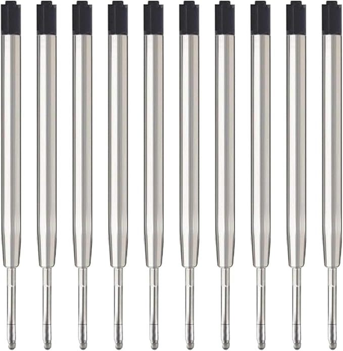 MengRan 3.9'' Ballpoint Ink Pen Refills for Click Pens,1mm Medium Tip,Compatible with Parker Pen Refill,Pack of 10 (Black Ink)