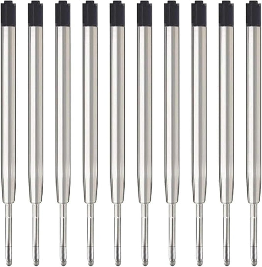 MengRan 3.9'' Ballpoint Ink Pen Refills for Click Pens,1mm Medium Tip,Compatible with Parker Pen Refill,Pack of 10 (Black Ink)