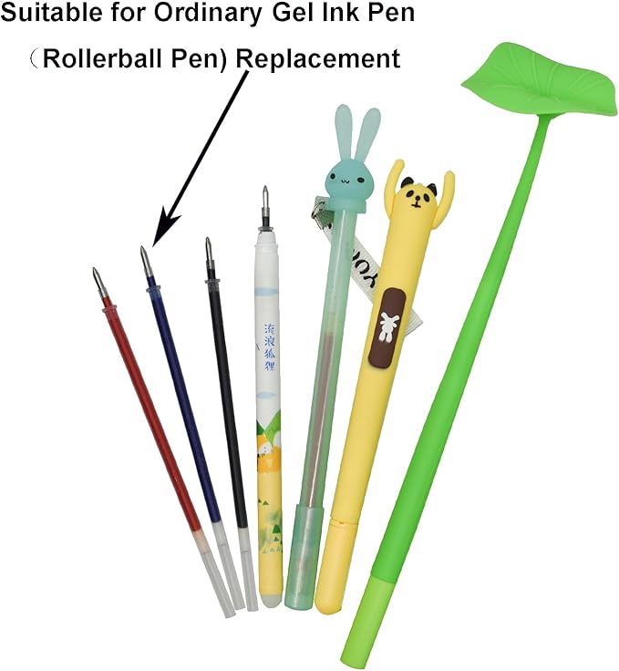 Maydahui 50 PCS Rollerball Gel Pen Refills 3 Colors Black Blue Red Metal Tip 0.7 mm Bullet 5 mm Aperture for School Party Office