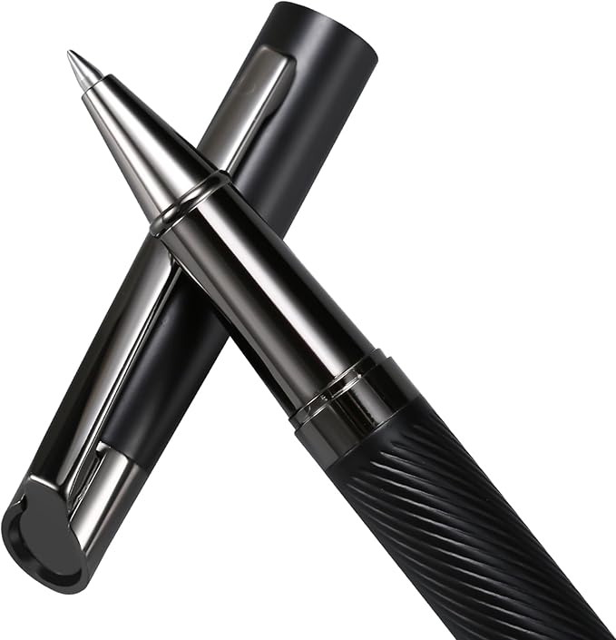 Rollerball Liquid Ink Signature Pens for Women Luxury Box Gel Black Ink Fancy Pen Refillable for Executive Office,Professional,Birthday Nice Gift Pen Set Black