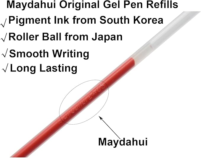 Maydahui 50 Pcs Red Gel Pen Refills with 5 mm Aperture 5.12 inch/13 cm Smooth Writing Pen Refills 0.7 mm Replacement Gel Ink Refills for Gel Rollerball Pens School Office Supplies(Red)