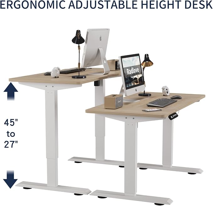 48 Inch Electric Standing Desk with USB Charging Port, Height Adjustable Sit Stand Desk with Memory Presets, Spacious Desktop and Sturdy Metal Frame for Home Office