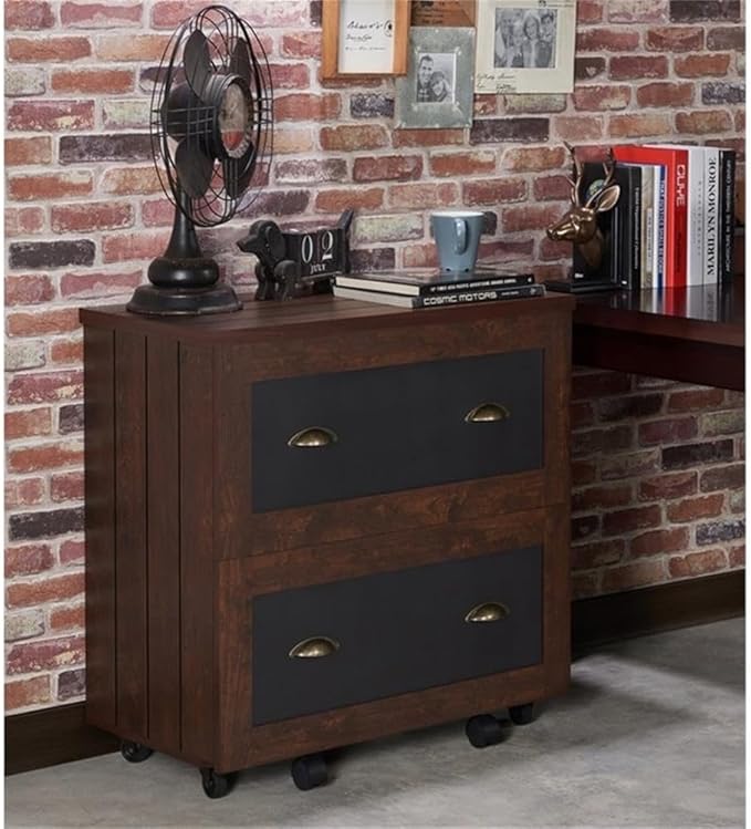 Furniture of America Waterford Wood 2-Drawer File Cabinet in Vintage Walnut