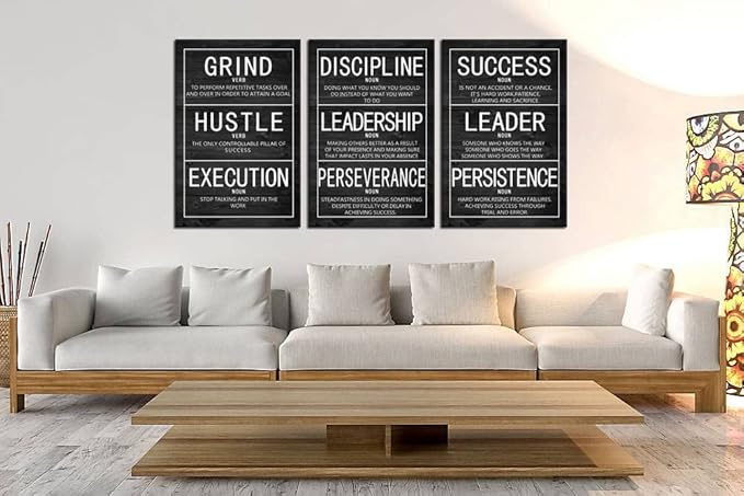 Inspirational Wall Art Motivational Poster 3 Pieces Canvas Prints Artwork for Office Living Room Modern Home Decor Inspiring Painting Pictures Stretched and Framed Ready to Hang [72''Wx 36''H]