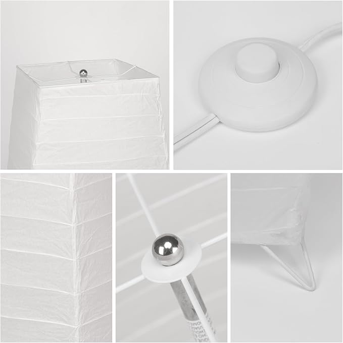 Paper Floor Lamp, Japanese Lamp with Rice Paper Lantern Shade, Minimalist Style Corner Floor Lamp for Bedroom, Office& Living Room (No Bulb)
