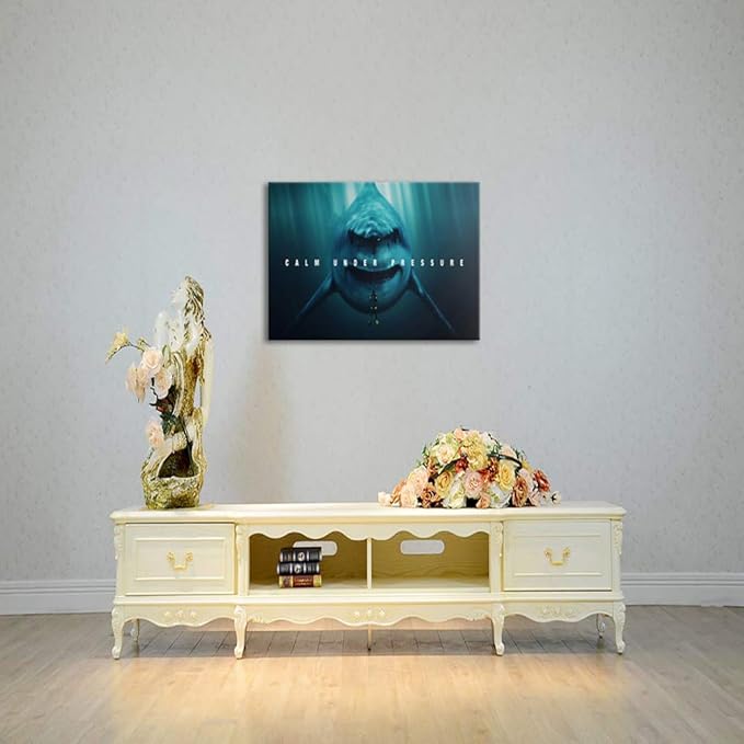 Inspirational Wall Art Office Quotes Calm Under Pressure Motivational Canvas Prints Hanging Poster with Wood Frames HD Oil Painting Artwork Stretched Gallery Wrap for Room Home Decor-24''Wx18''H