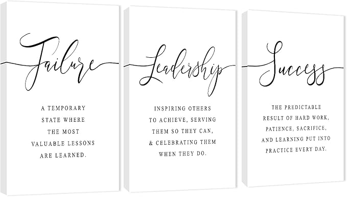 3 Piece Inspirational Canvas Wall Art, Quotes Motivational Mindset Print Pictures for Office Wall Decor, Triptych Entrepreneur Poster Framed Artwork for Women Men Home Decor Ready to Hang (36"Wx18" H)