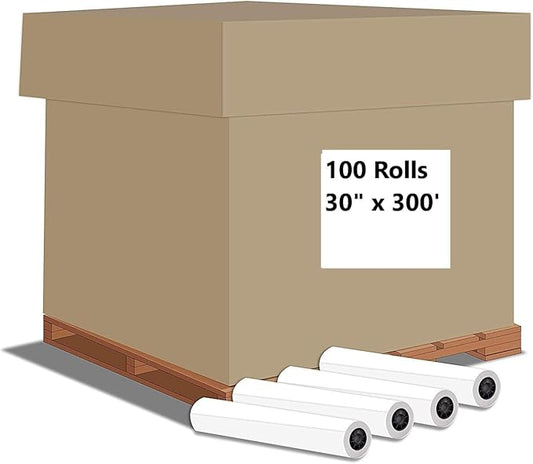 Alliance Wide Format Paper Rolls CAD Bond 30" Widths (100 Rolls, 30 In x 300 Ft | 2" Core)