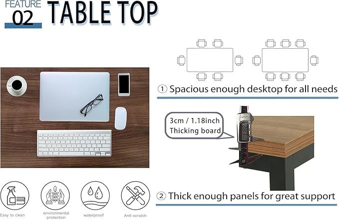 55 × 24 inches Desk, Sturdy Metal Frame Computer Desk, Spacious Office Desk & Writing Desk with Easy Assembly, Durable Workstation for Home Office