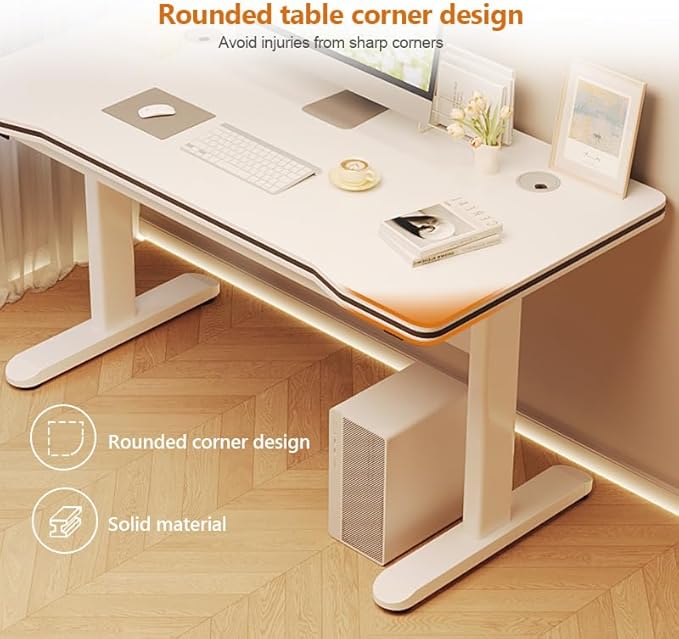 Gaming Desk Computer Writing Table for Home Office Student Art Modern Simple Style with T-Shaped Metal Bracket PC Wood Suitable for Offices&Bedrooms