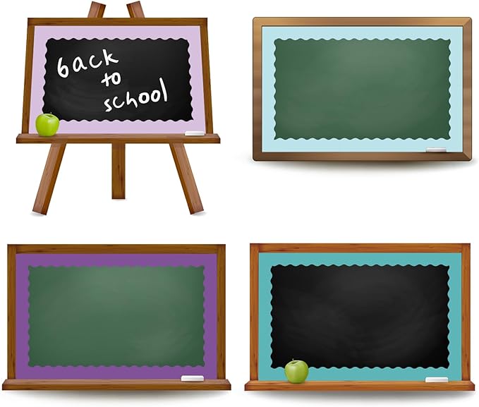 Whaline 65.6ft Purple Blue Bulletin Board Borders 4 Rolls Purple Blue Die-Cut Bulletin Board Trim for School Classroom Office Chalkboard Decoration